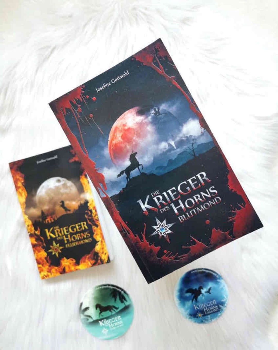 „Blutmond“ ist der zweite Band des vierteiligen Fantasy-Zyklus „Die Krieger des Horns“ nach dem spannenden Ende von „Feuermond“ geht es gleich überraschend und sehr aufregend weiter.