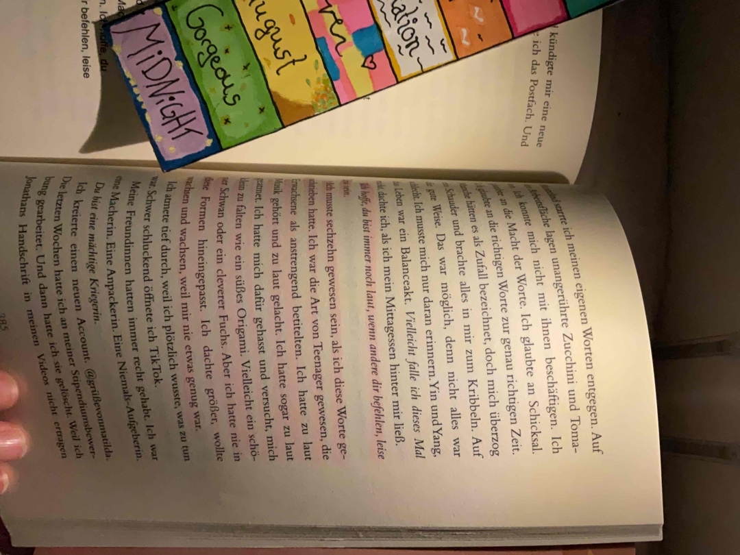 Ich habe dieses Buch geliebt, ich hatte zwar ab Seite 200 eine kleine Leseflaute, bin aber froh das ich dieses Buch beendet habe.