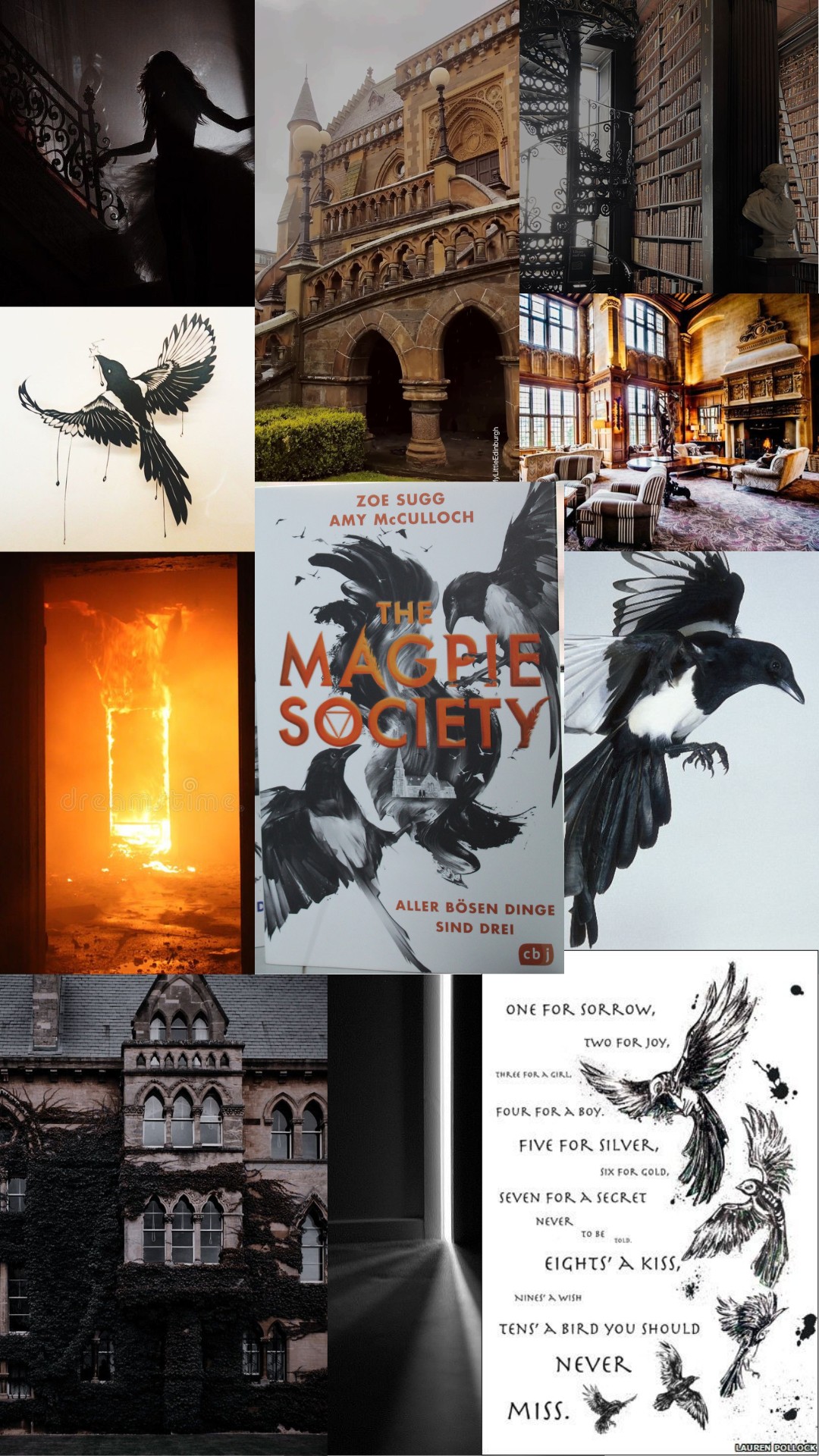 One for sorrow,
That much you’ve learned,
Tow for joy,
Who had to burn.
The time has come,
I’m the last magpie.
Three for a girl,
Who now must die.
