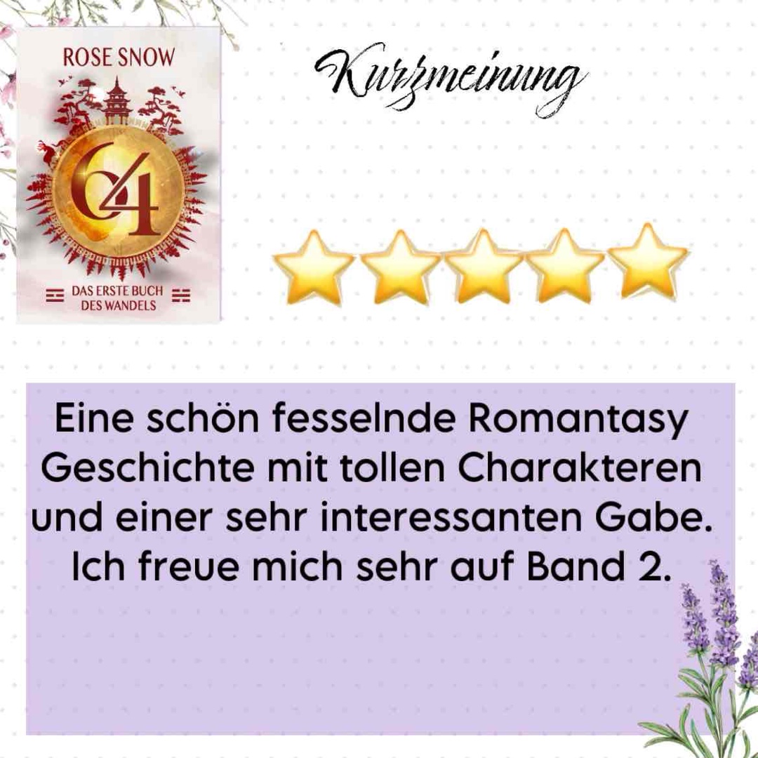Eine schön fesselnde Romantasy Geschichte mit tollen Charakteren und einer sehr interessanten Gabe. Ich freue mich sehr auf Band 2.