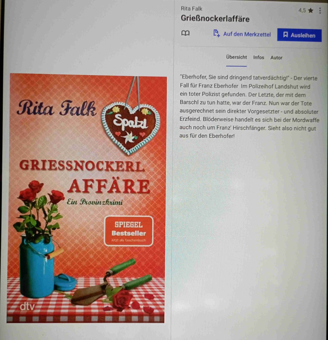 😍 ich mag die Geschichten von Franz Eberhofer, eine leichte lustige Lektüre mit Mordermittlung für zwischendurch.