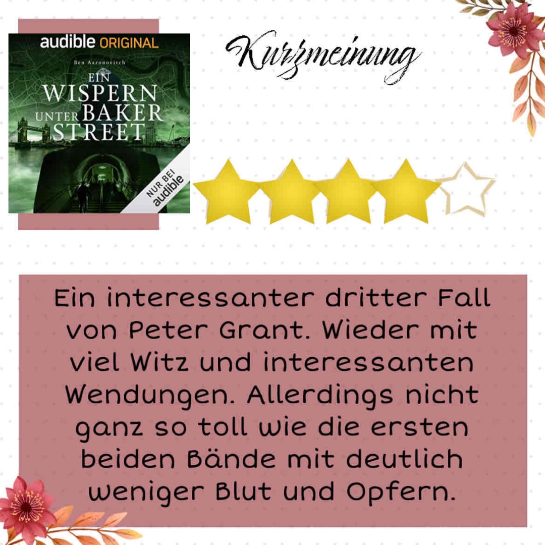 Ein interessanter dritter Fall von Peter Grant. Wieder mit viel Witz und interessanten Wendungen. Allerdings nicht ganz so toll wie die ersten beiden Bände mit deutlich weniger Blut und Opfern.