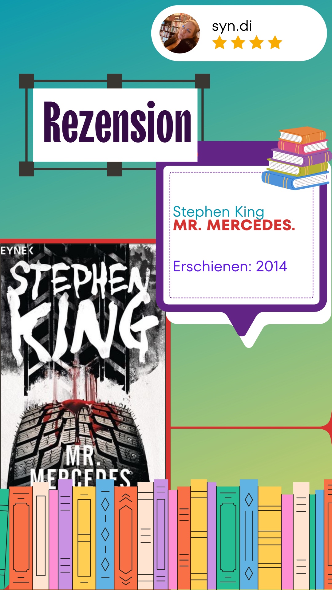 Stephen Kings „Mr. Mercedes“ hat mich auch beim zweiten Lesen voll in seinen Bann gezogen, vor allem wegen der faszinierenden Charaktere. Ihre Entwicklung und Eigenartigkeit stechen besonders hervor. Die Geschichte fesselt von Anfang an, obwohl es einige vorhersehbare Momente gibt. Kings Schreibstil bleibt, wie gewohnt, erstklassig: düster, atmosphärisch und spannend, mit scharf gezeichneten Figuren. Im Vergleich zu anderen King-Werken fehlt es jedoch etwas an Tiefe, weshalb ich dem Buch 4 von 5 Sternen gebe. Es ist ein starker Thriller, der dennoch nicht ganz mit seinen Meisterwerken wie „Es“ oder „The Shining“ mithalten kann.