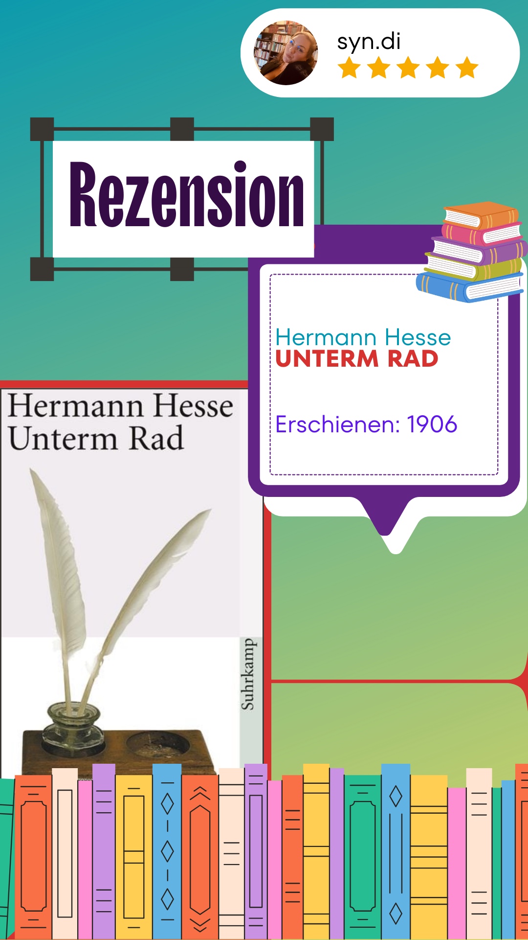 „Unterm Rad“ von Hermann Hesse hat mich, auch bei wiederholtem Lesen, wieder begeistert. Die Thematik – der immense Leistungsdruck, der auf jungen Menschen lastet, und der Konflikt zwischen individueller Freiheit und gesellschaftlichen Erwartungen – ist heute genauso aktuell wie zu Hesses Zeiten. Besonders fasziniert mich die Nähe zur eigenen Biographie des Autors, die in der Geschichte von Hans Giebenrath deutlich wird. Hesses klarer, fast nüchterner Schreibstil verleiht der Erzählung eine besondere Eindringlichkeit. Im Kontext seines Gesamtwerks nimmt „Unterm Rad“ einen einzigartigen Platz ein, indem es die kritische Auseinandersetzung mit dem starren Bildungssystem thematisiert. Ich vergebe 5 von 5 Sternen.