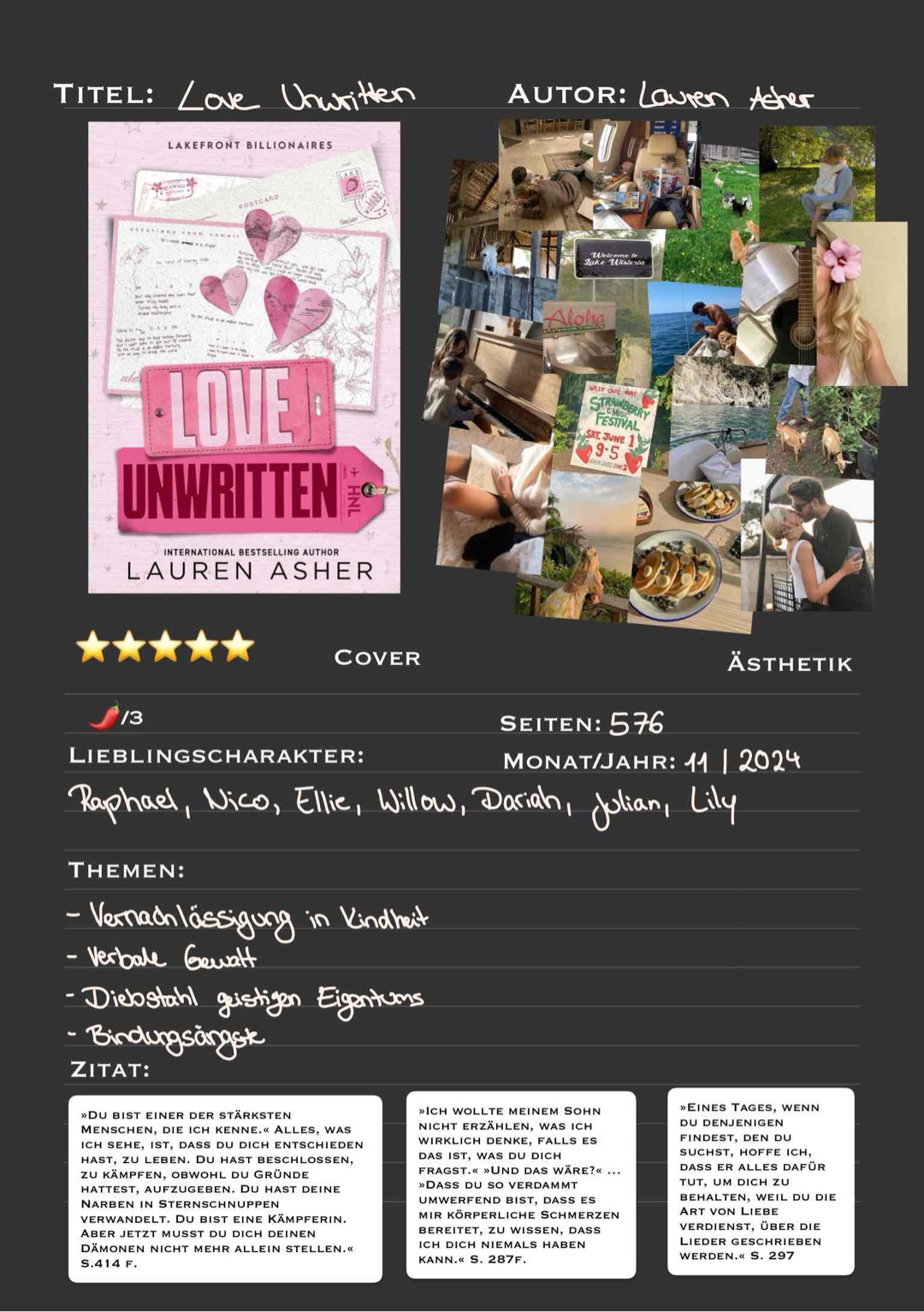 »Eines Tages, wenn du denjenigen findest, den du suchst, hoffe ich, dass er alles dafür tut, um dich zu behalten, weil du die Art von Liebe verdienst, über die Lieder geschrieben werden.« 