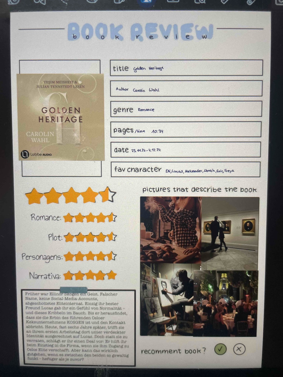 Sehr gutes Hörbuch📖🎧✨ Ich hab es sehr genossen und gerne gehört