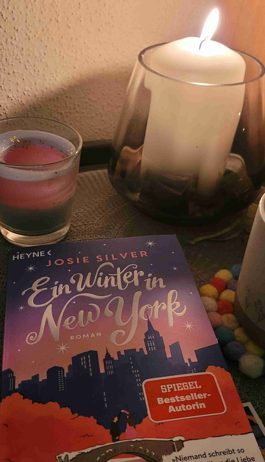 Als ich mir das Buch ausgesucht habe, habe ich niemals mit so einer Geschichte gerechnet. Ich bin hin und her gerissen und weiß immer noch nicht genau wie es mir gefällt.  
Die letzten 100 Seiten waren sehr ergreifend und wundervoll  geschrieben. 
Allerdings kam für meinen Geschmack die Stadt New York viel zu kurz und die Geschichte spielt mehr im Herbst als im Winter! Außerdem habe ich mir am Anfang oft gedacht, so tief wie Iris kann sich doch kein Mensch in Lügen und Geheimnissen verstricken??
Insgesamt also durchwachsen ....