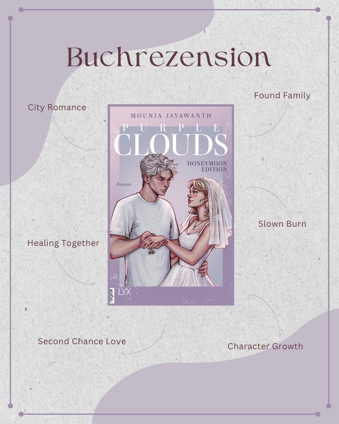 Alles in allem ist Purple Clouds eine gefühlvolle Liebesgeschichte über zweite Chancen, Heilung und das Vertrauen, sich selbst und anderen wieder zu öffnen. Ich kann es total empfehlen und freue mich schon auf die nächste Love Story der Autorin! 🥰