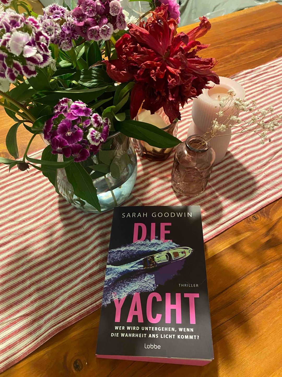 Die Yacht war sehr spannend. Allgemein mal eine andere Art von Thriller als ich bisher gewohnt bin deswegen fand ich es so besonders. Zu keinem Zeitpunkt war es langweilig, manchmal war es absurd aber irgendwie ist alles an dem Buch absurd deswegen passt es wieder. Empfehle es auf jeden Fall weiter.