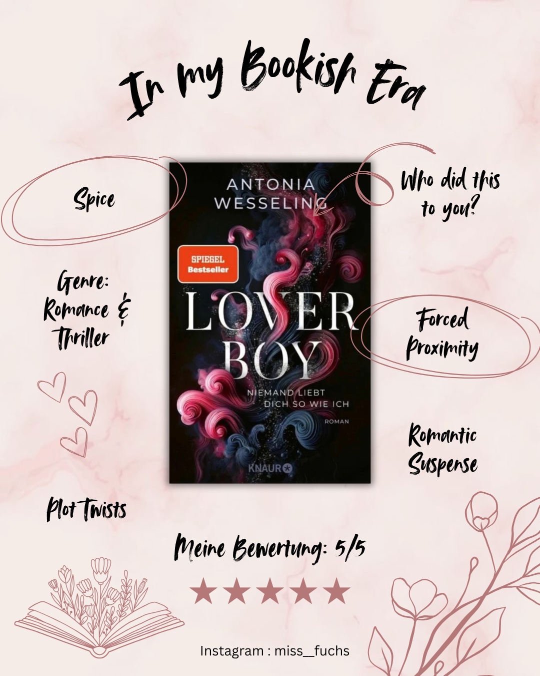 Aus Liebe tun wir alle Dinge, die wir später bereuen. Die einen mehr, die anderen weniger. Ich schätze, das ist das gefährliche an der Liebe. (Zitat aus Loverboy von Antonia Wesseling)
