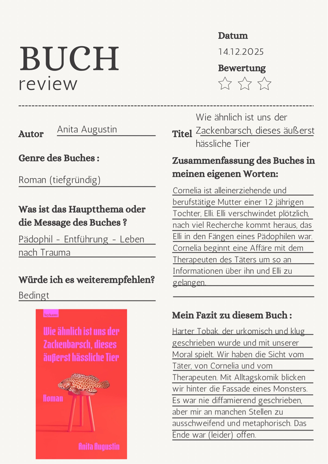 Bedingte Leseempfehlung